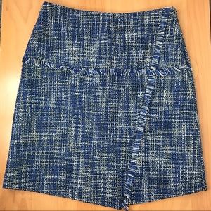 Halogen blue tweed faux skirt with fringe